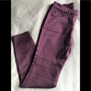 NY & Co Crosby Slim Leg Stretch Pant in Maroon.